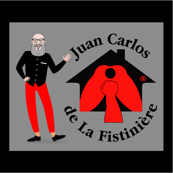 Logo de Juan Carlos de La Fistinière avec une illustration de Juan Carlos à côté du logo de La Fistinière