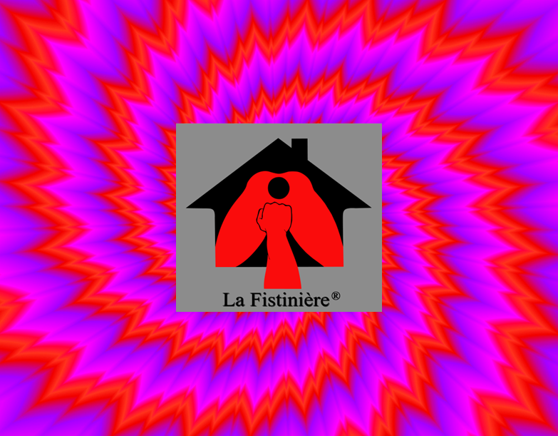 Logo de La Fistinière sur un fond de spirale aux couleurs psychédéliques violet et rouge, symbolisant l'expansion