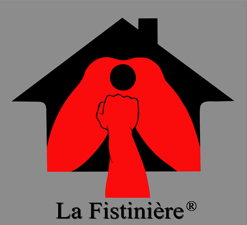 Logo de La Fistinière avec une maison stylisée et une main en poing rouge