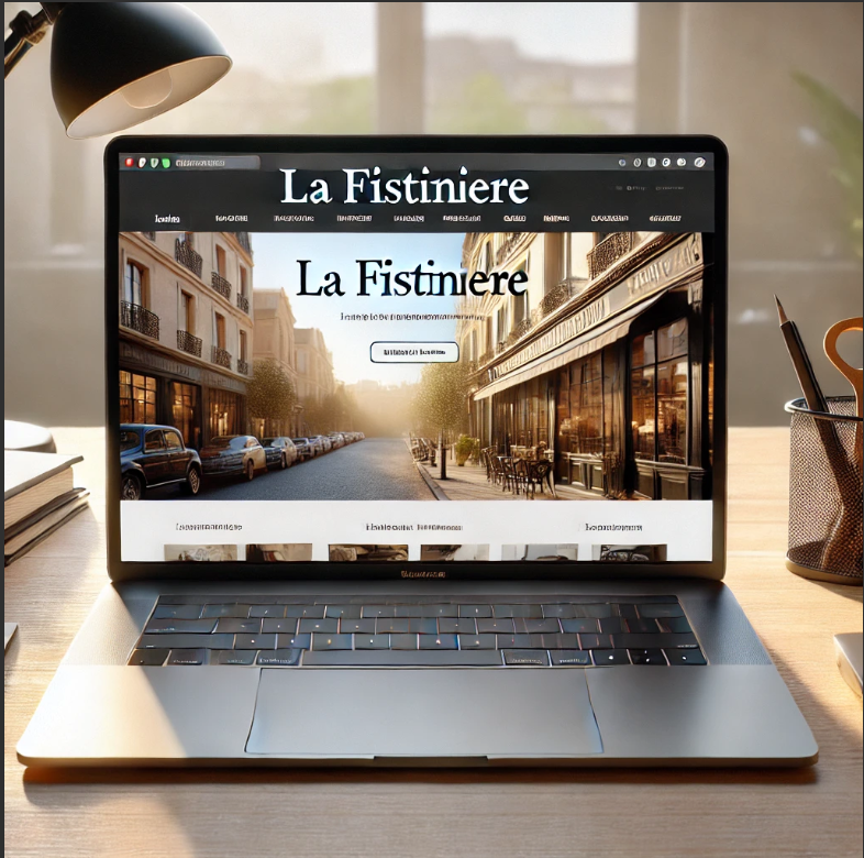Capture d'écran du site web de La Fistinière affiché sur un ordinateur portable.